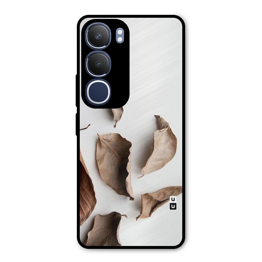 Brown Dusty Leaves Metal Back Case for Vivo Y29