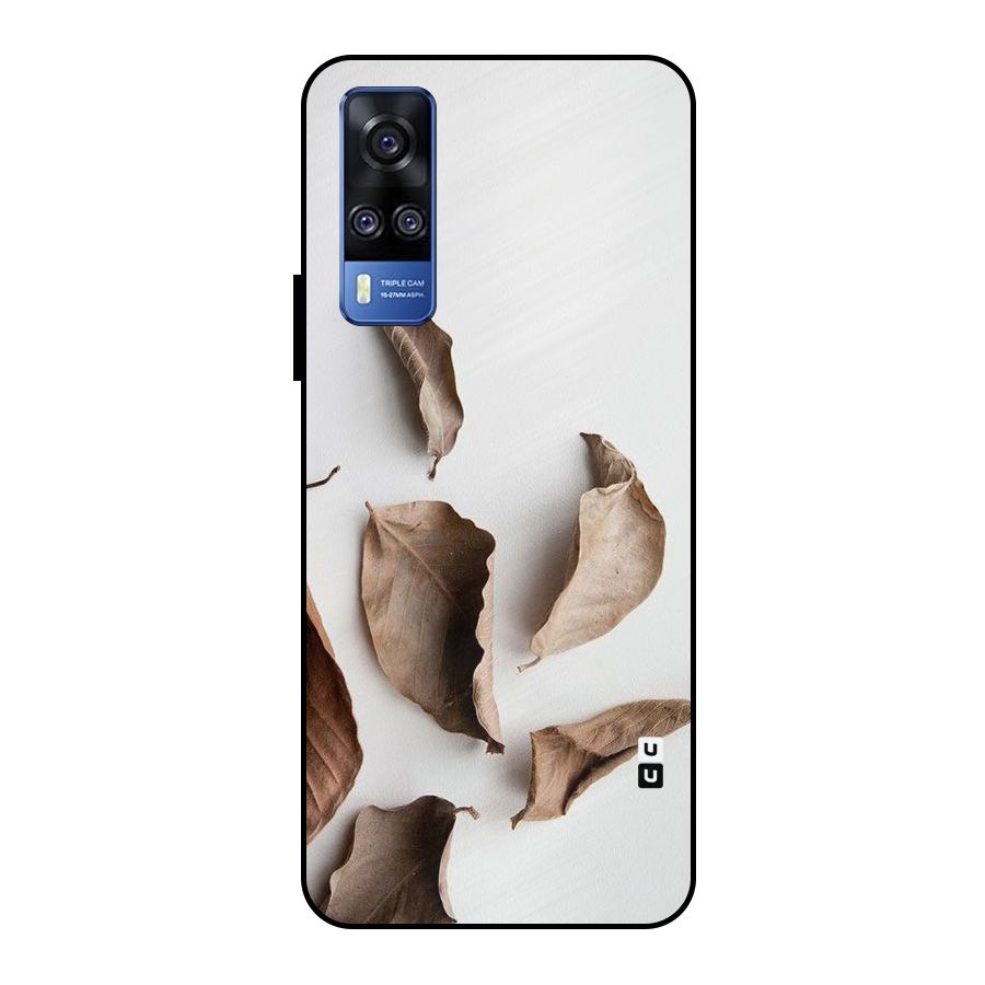 Brown Dusty Leaves Metal Back Case for Vivo Y51