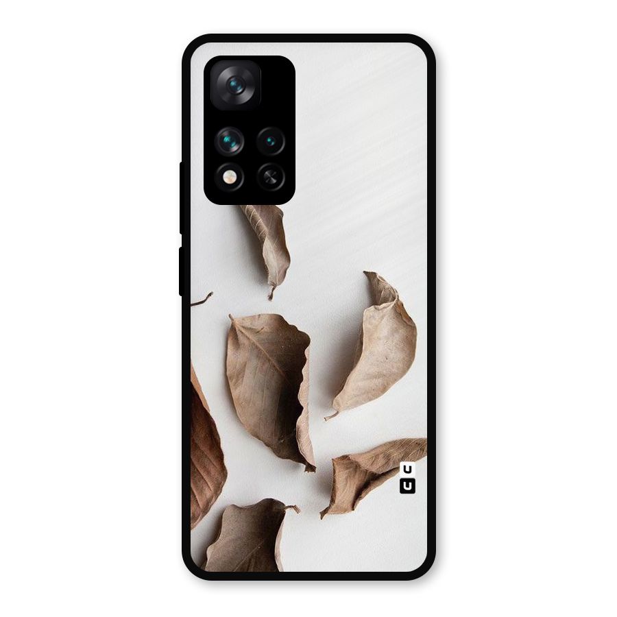 Brown Dusty Leaves Metal Back Case for Xiaomi 11i Hypercharge 5G