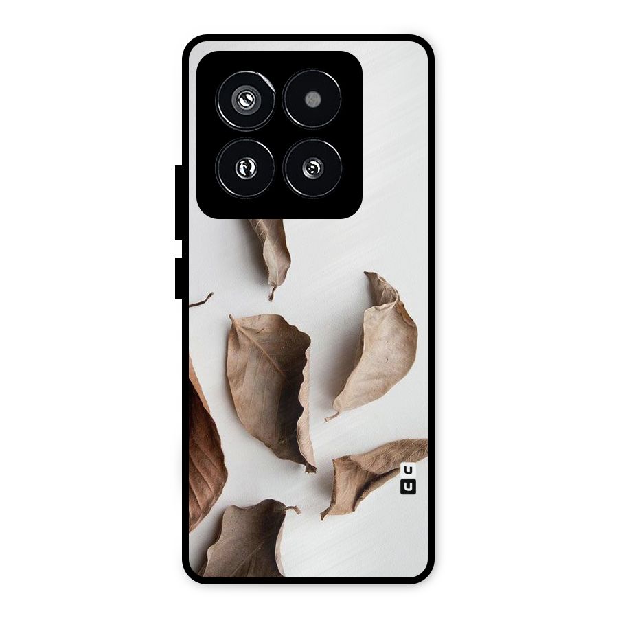 Brown Dusty Leaves Metal Back Case for Xiaomi 14 Pro