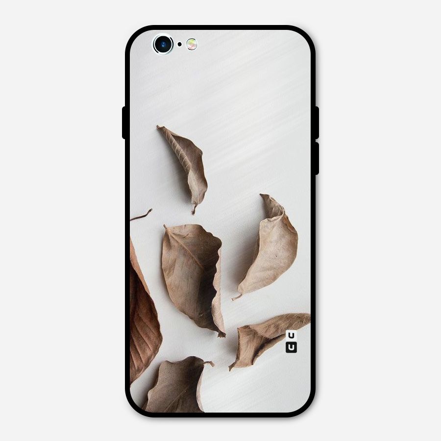 Brown Dusty Leaves Metal Back Case for iPhone 6 6s