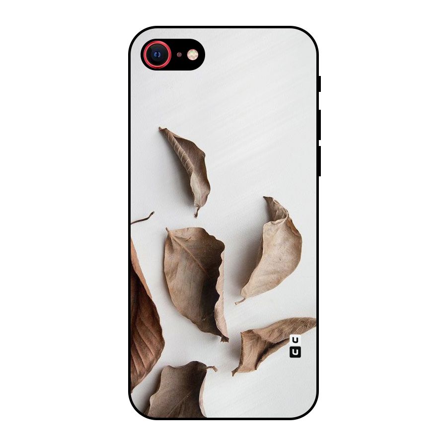 Brown Dusty Leaves Metal Back Case for iPhone 7