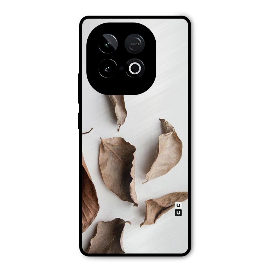 Brown Dusty Leaves Metal Back Case for iQOO Neo 10