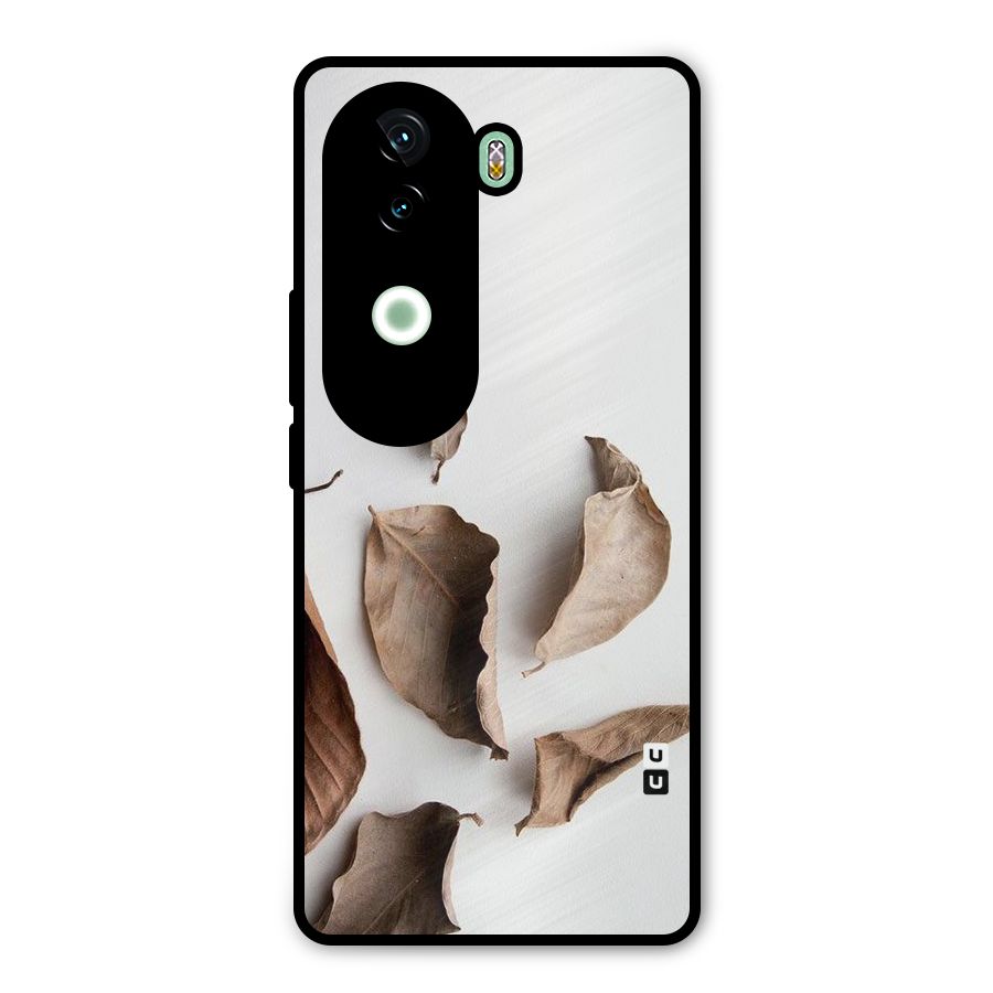 Brown Dusty Leaves Metal Back Case for iQOO Z9s