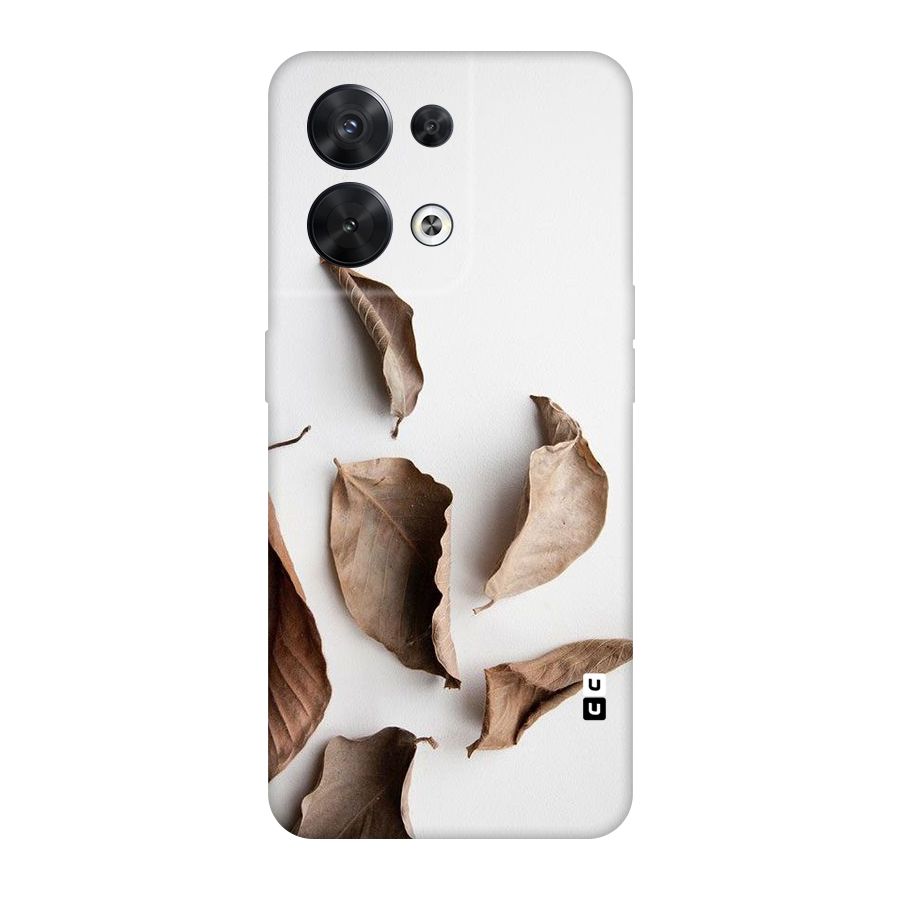 Brown Dusty Leaves Original Polycarbonate Back Case for Oppo Reno8 5G