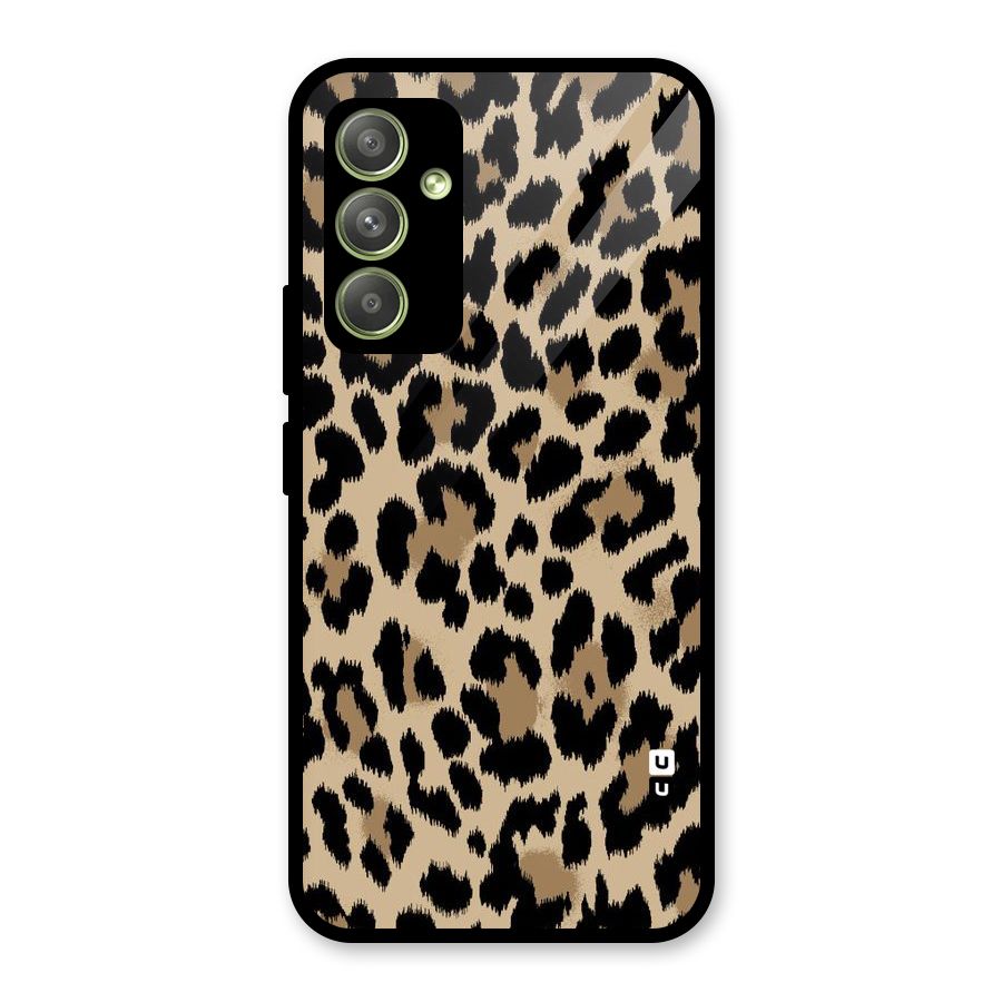 Brown Leapord Print Glass Back Case for Galaxy A54