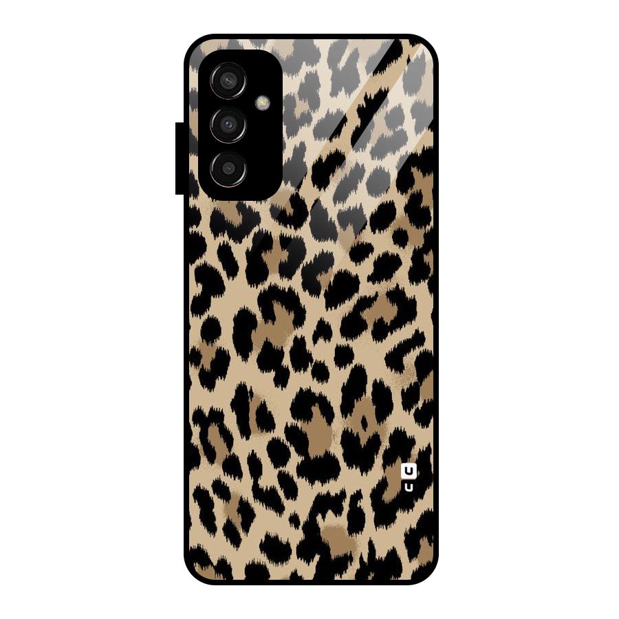 Brown Leapord Print Glass Back Case for Galaxy F13