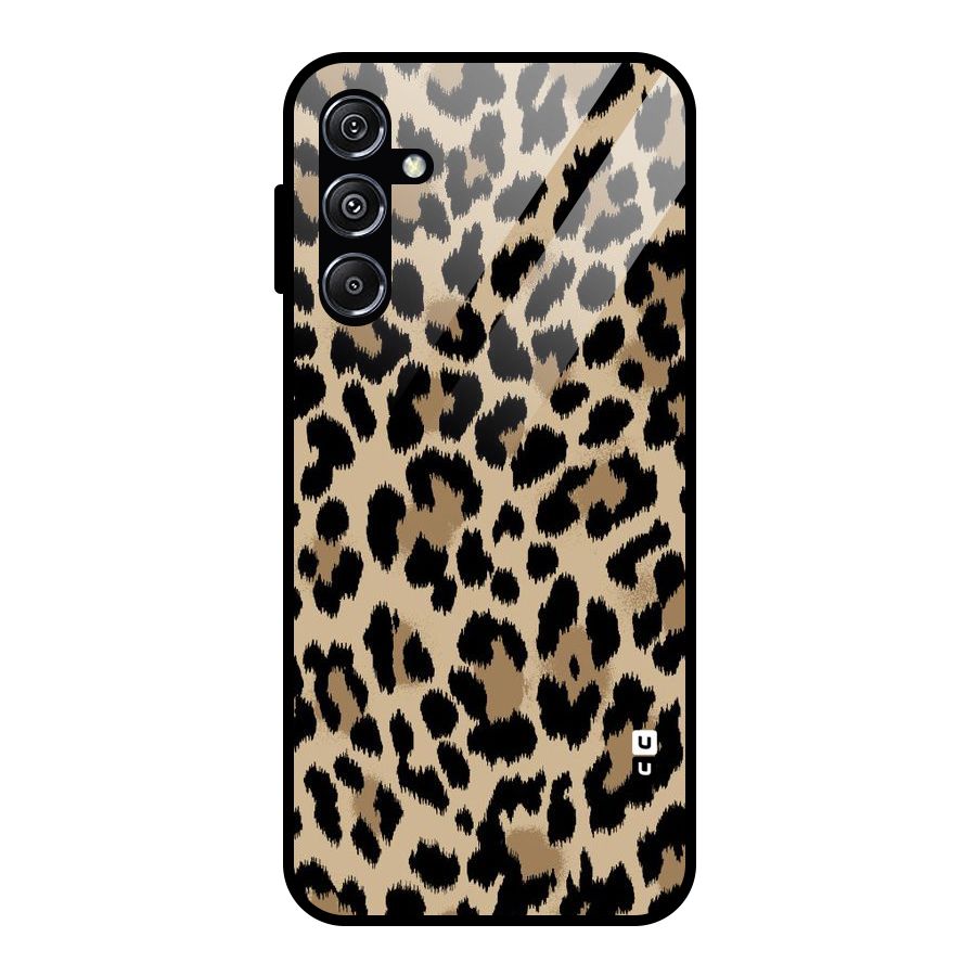 Brown Leapord Print Glass Back Case for Galaxy M34 5G