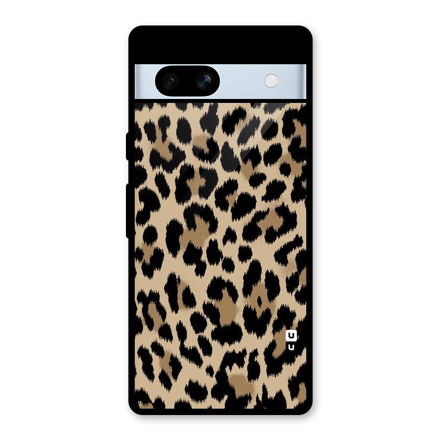 Brown Leapord Print Glass Back Case for Google Pixel 7a