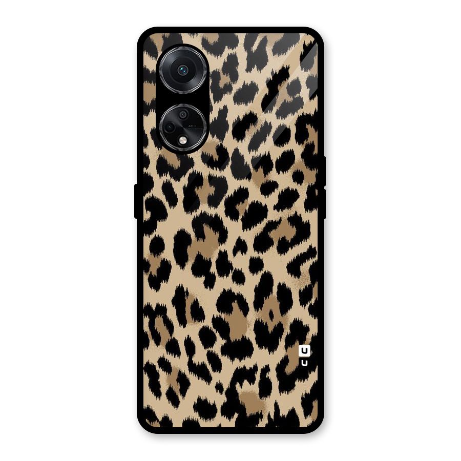 Brown Leapord Print Glass Back Case for Oppo F23