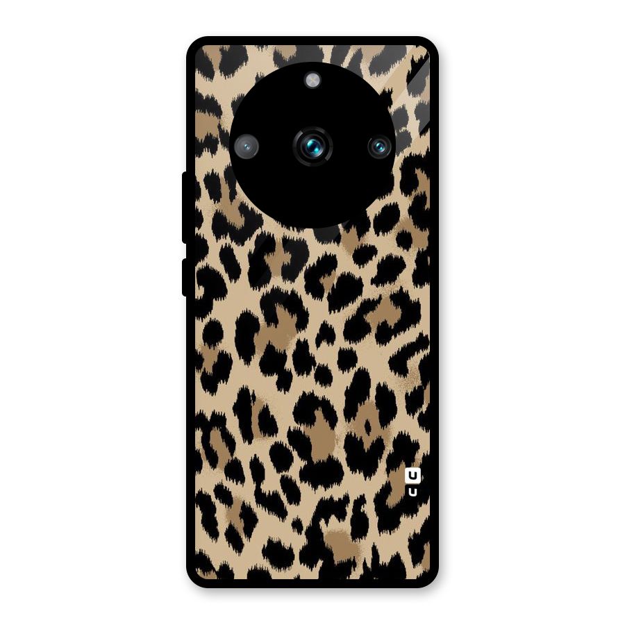 Brown Leapord Print Glass Back Case for Realme 11 Pro