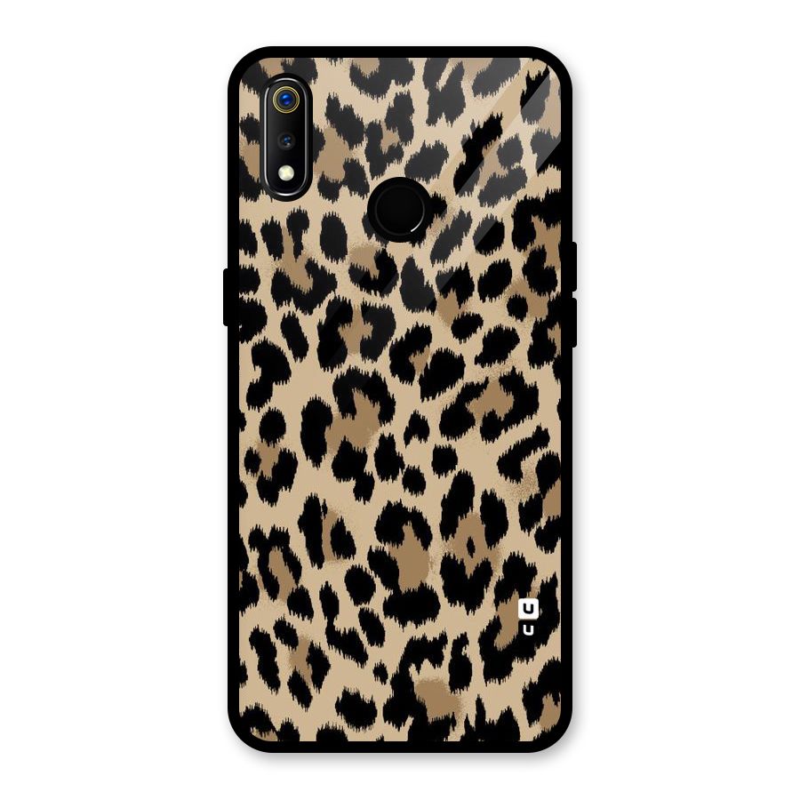Brown Leapord Print Glass Back Case for Realme 3i
