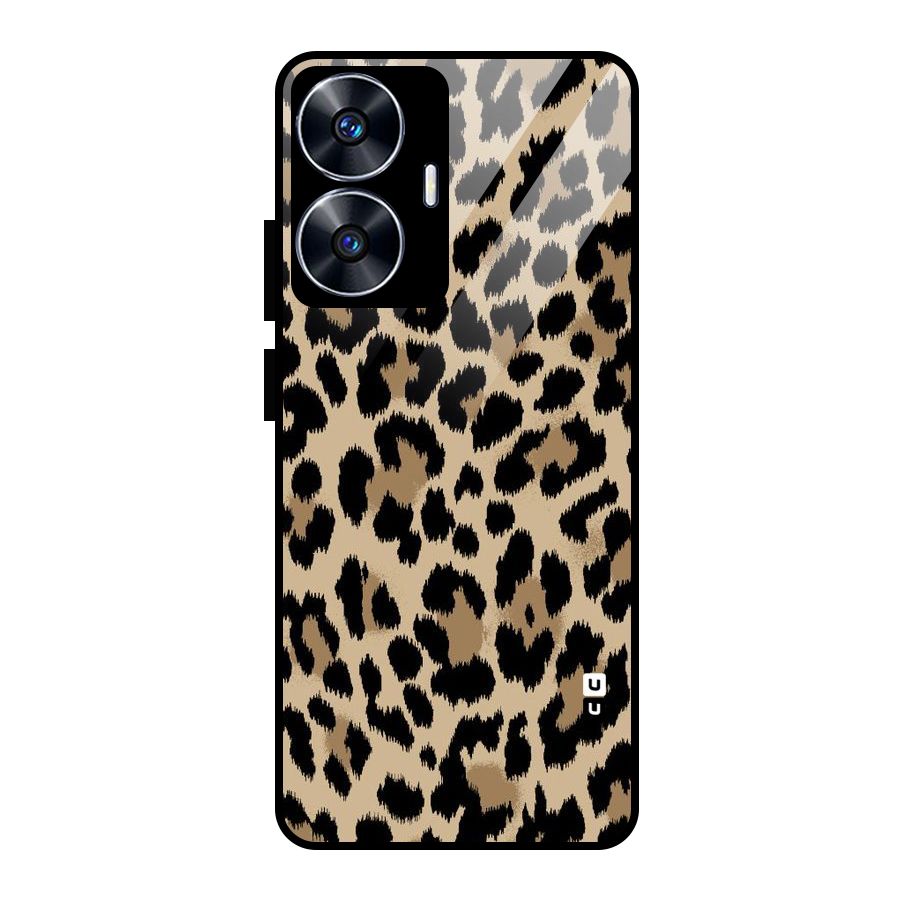 Brown Leapord Print Glass Back Case for Realme Narzo N55
