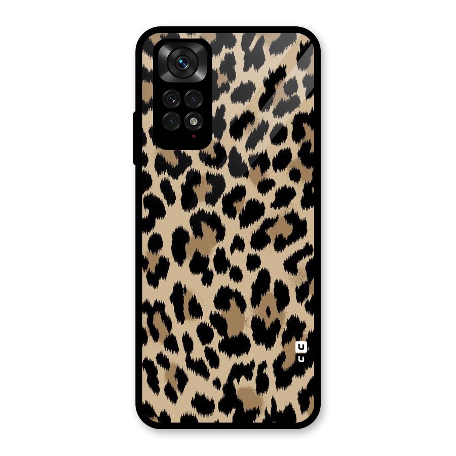 Brown Leapord Print Glass Back Case for Redmi Note 11S