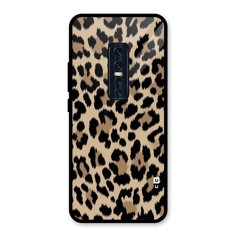 Brown Leapord Print Glass Back Case for Vivo V17 Pro