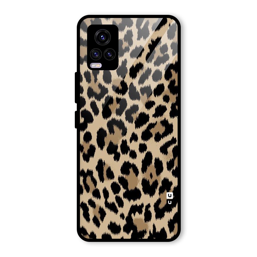 Brown Leapord Print Glass Back Case for Vivo V20 2021