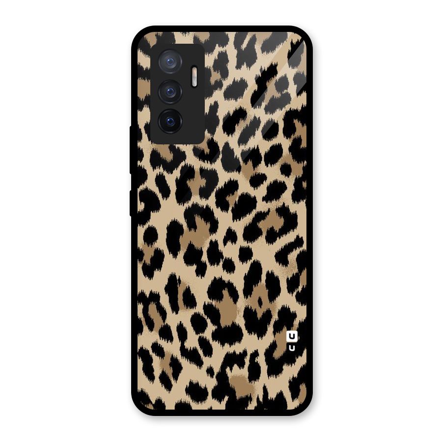 Brown Leapord Print Glass Back Case for Vivo V23e