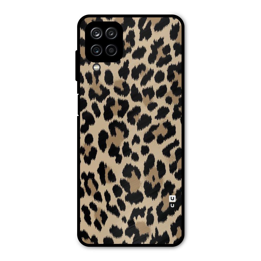 Brown Leapord Print Metal Back Case for Galaxy A12