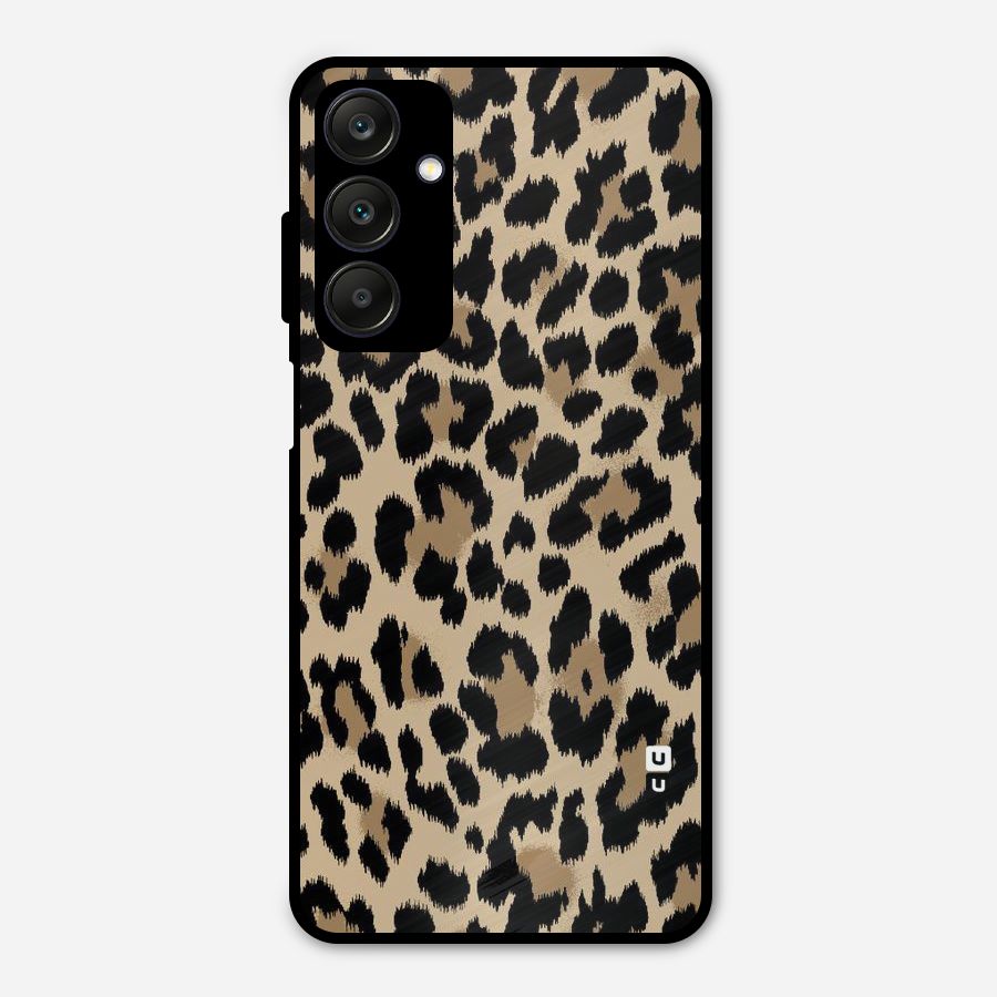 Brown Leapord Print Metal Back Case for Galaxy A25 5G