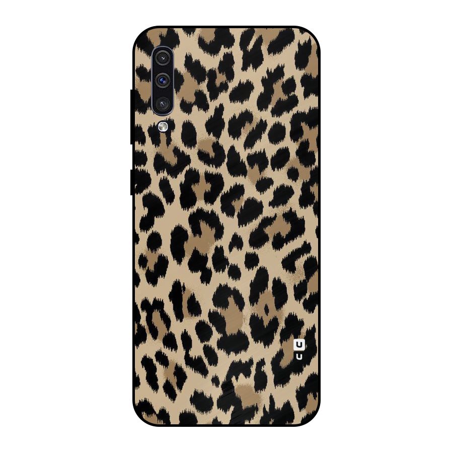 Brown Leapord Print Metal Back Case for Galaxy A30s