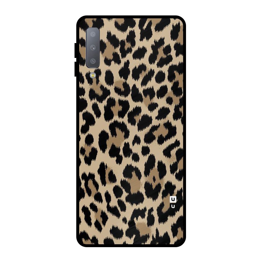 Brown Leapord Print Metal Back Case for Galaxy A7 (2018)