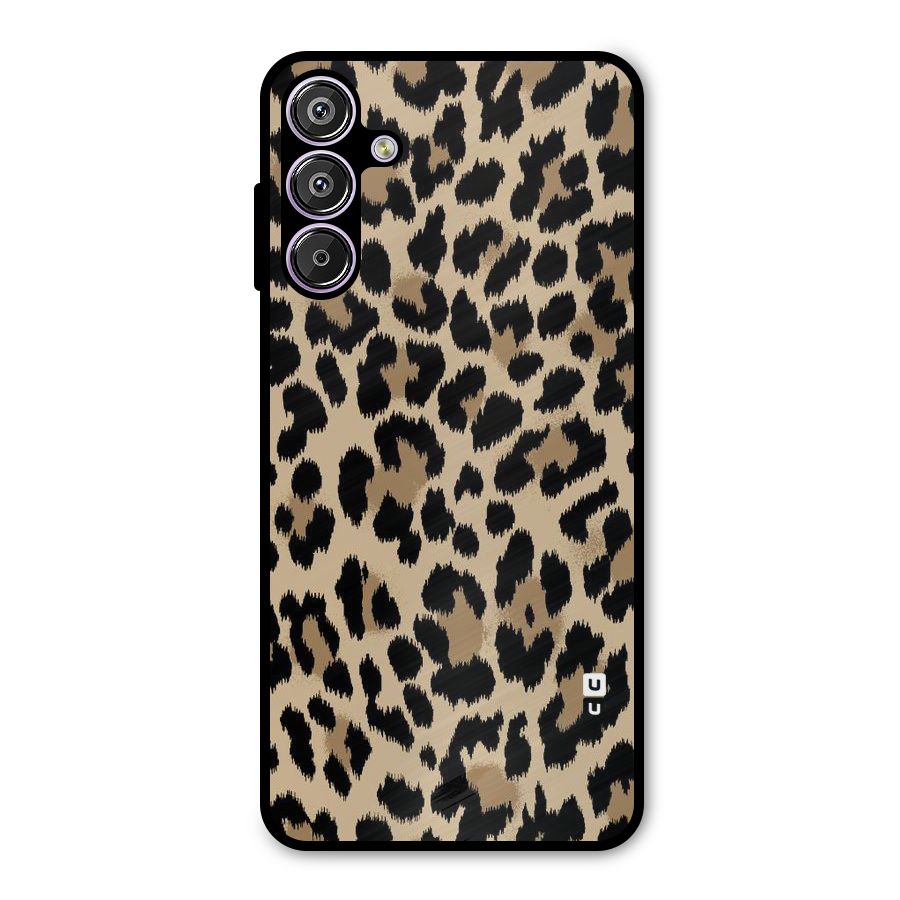 Brown Leapord Print Metal Back Case for Galaxy M15