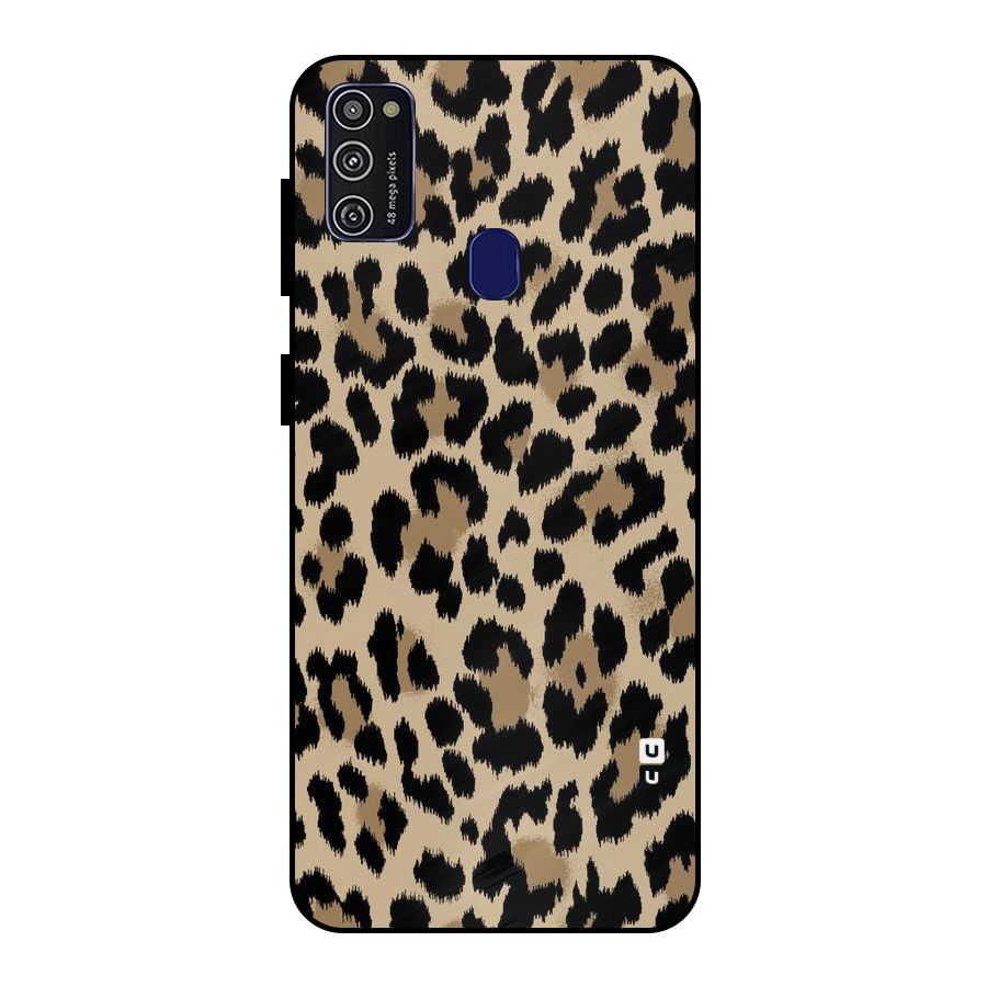 Brown Leapord Print Metal Back Case for Galaxy M21