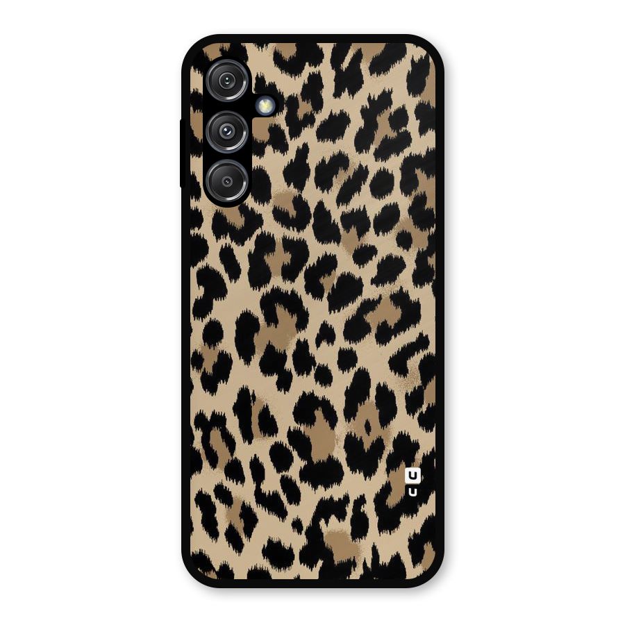 Brown Leapord Print Metal Back Case for Galaxy M34 5G