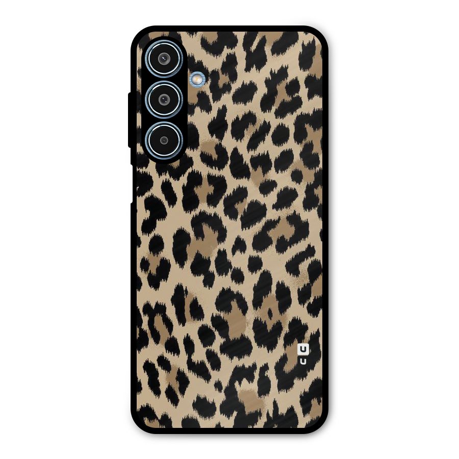 Brown Leapord Print Metal Back Case for Galaxy M35