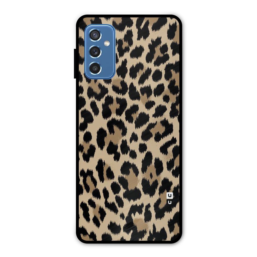 Brown Leapord Print Metal Back Case for Galaxy M52 5G