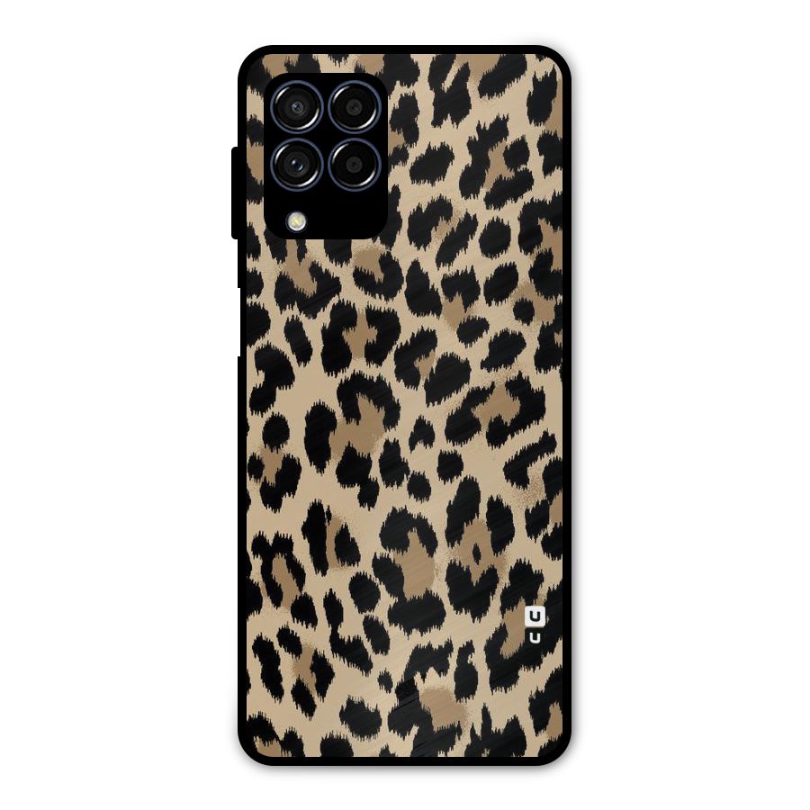 Brown Leapord Print Metal Back Case for Galaxy M53 5G