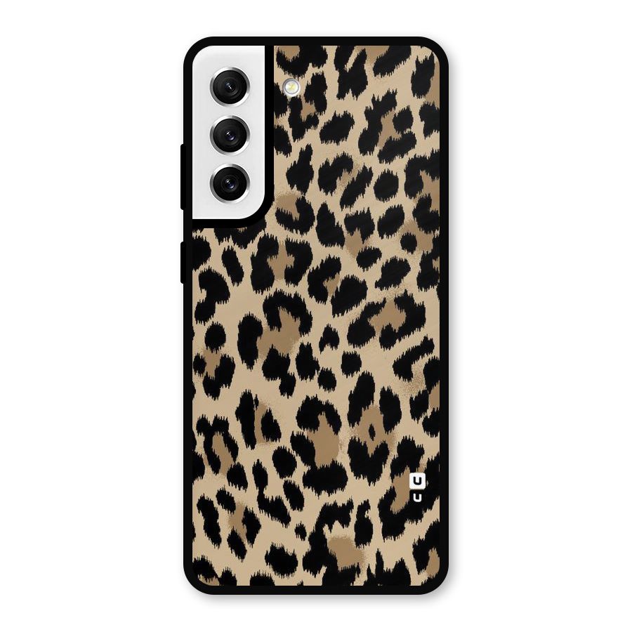 Brown Leapord Print Metal Back Case for Galaxy S21 FE 5G