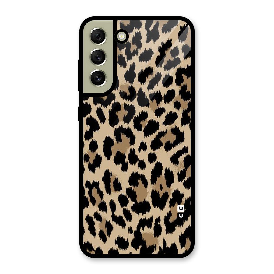 Brown Leapord Print Metal Back Case for Galaxy S21 FE 5G (2023)