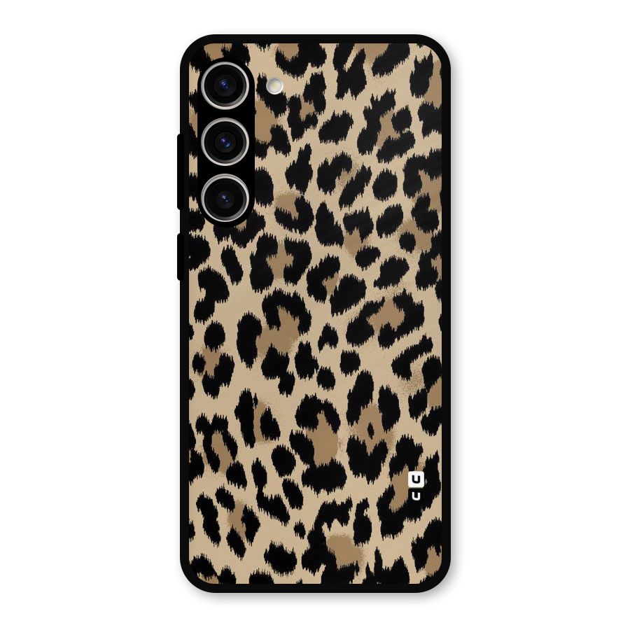 Brown Leapord Print Metal Back Case for Galaxy S23 Plus
