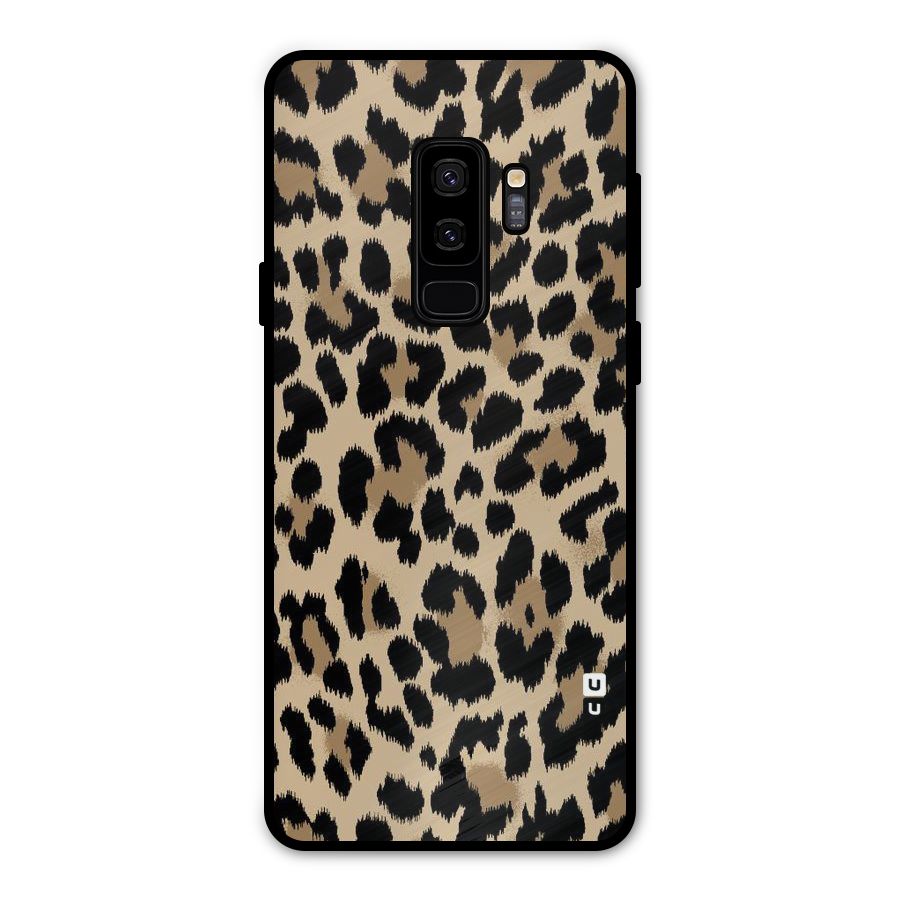 Brown Leapord Print Metal Back Case for Galaxy S9 Plus