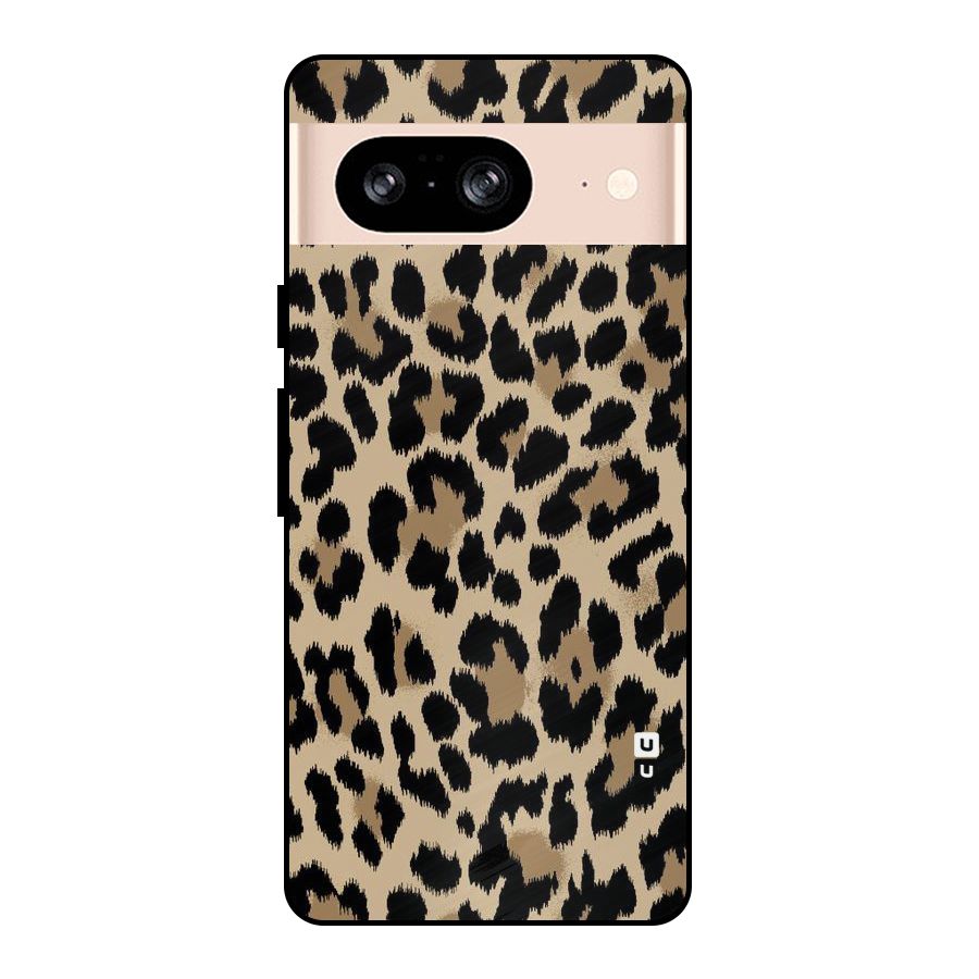 Brown Leapord Print Metal Back Case for Google Pixel 8