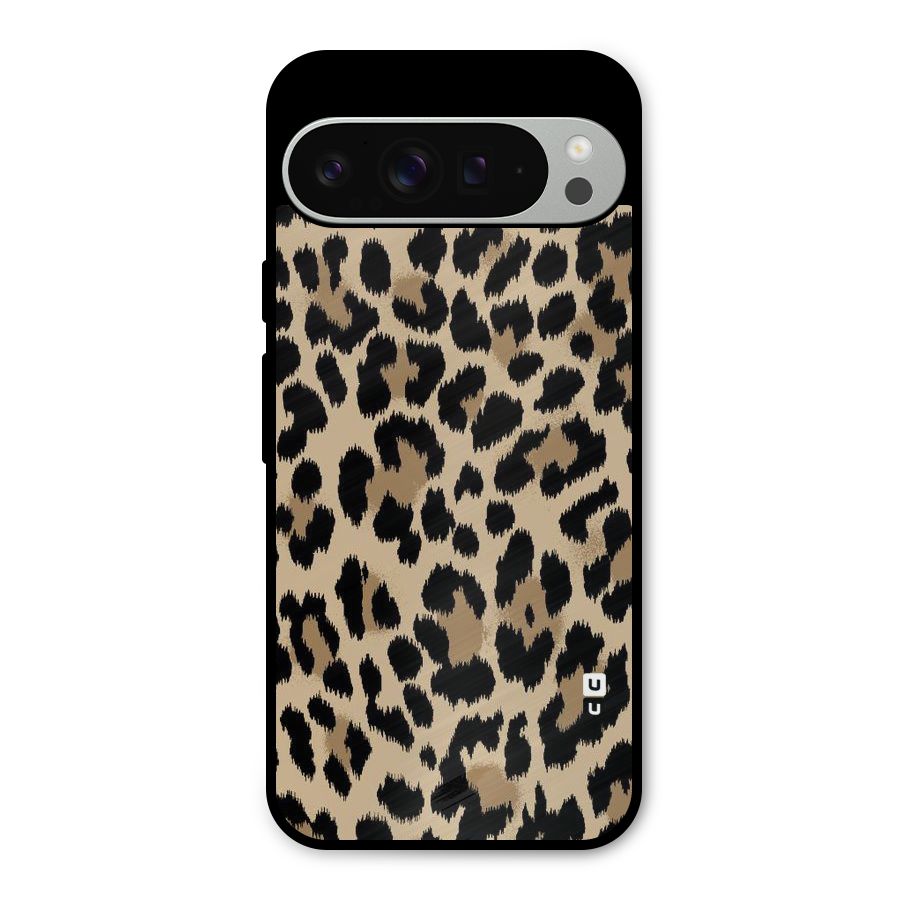 Brown Leapord Print Metal Back Case for Google Pixel 9 Pro XL