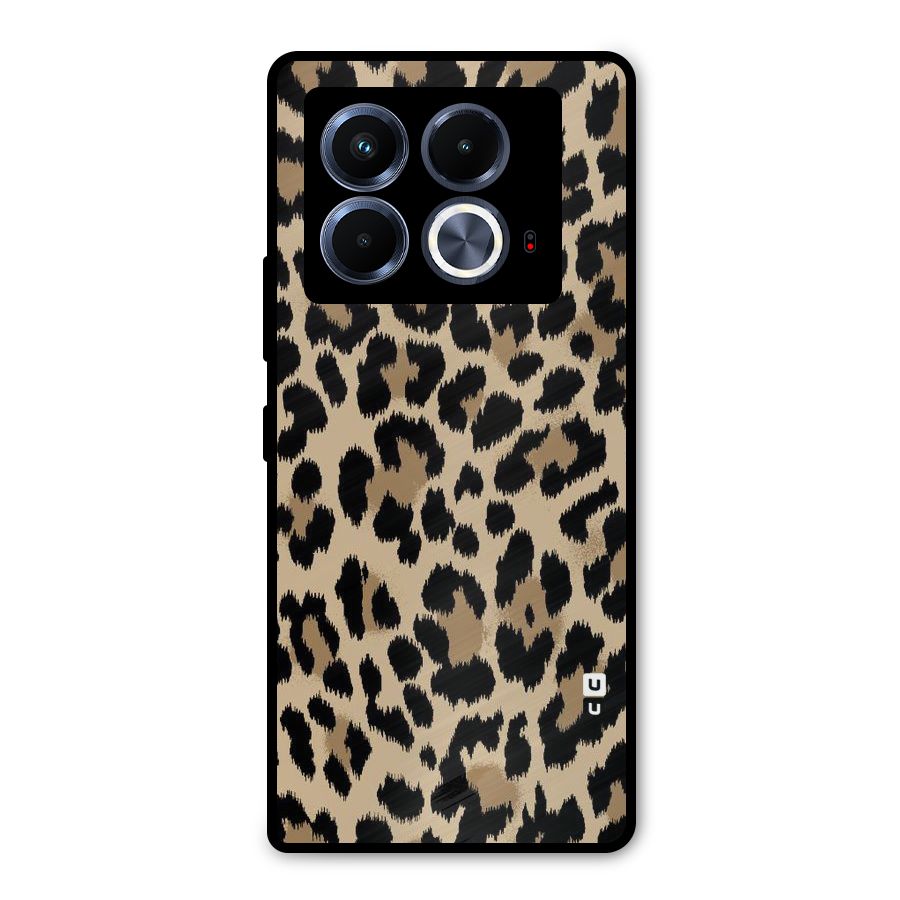 Brown Leapord Print Metal Back Case for Infinix Note 40 5G