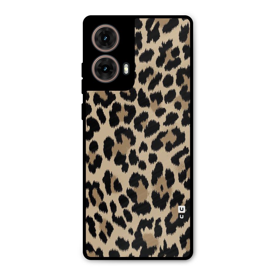 Brown Leapord Print Metal Back Case for Moto G85