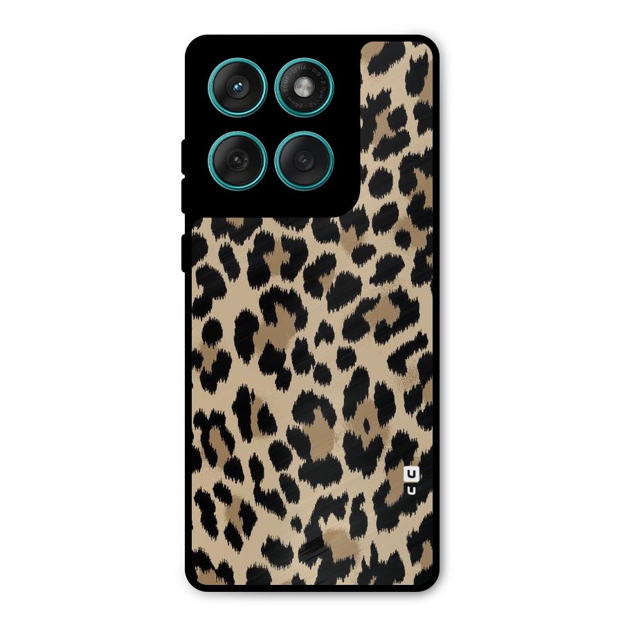 Brown Leapord Print Metal Back Case for Motorola Edge 60