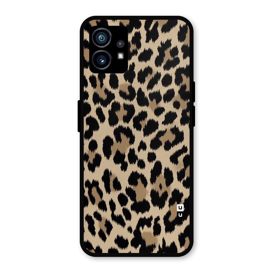 Brown Leapord Print Metal Back Case for Nothing Phone 1