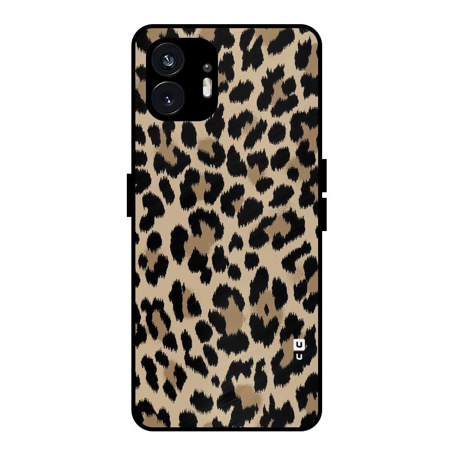 Brown Leapord Print Metal Back Case for Nothing Phone 2