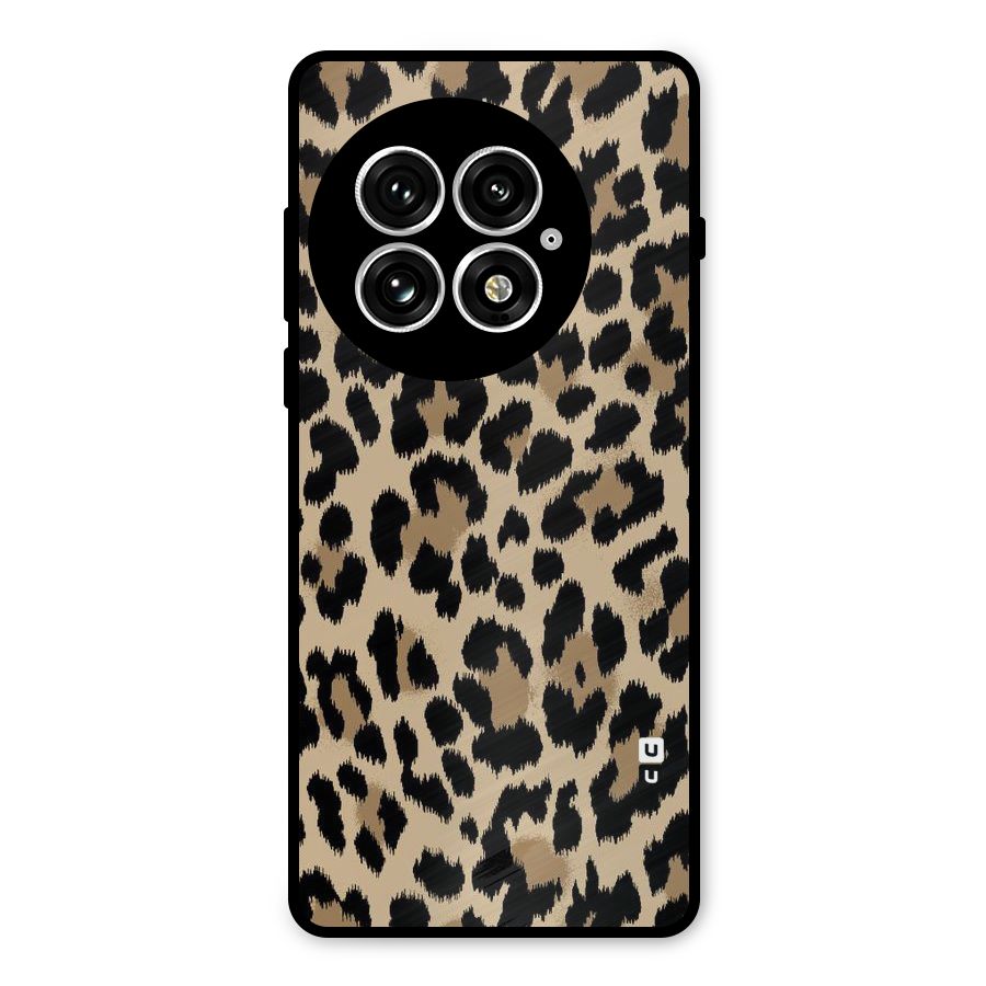 Brown Leapord Print Metal Back Case for OnePlus 13
