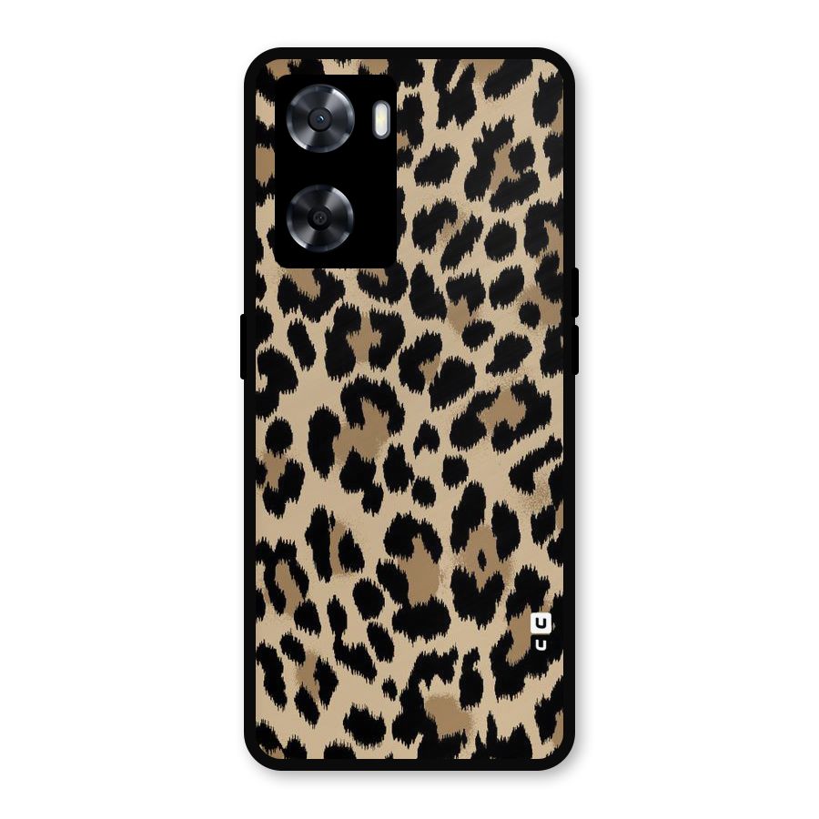 Brown Leapord Print Metal Back Case for Oppo A57 2022