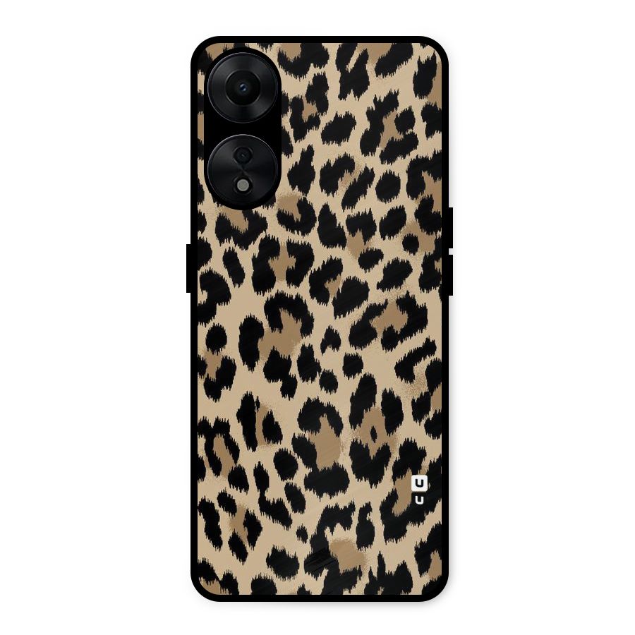 Brown Leapord Print Metal Back Case for Oppo A78 5G