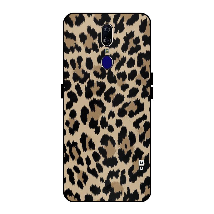 Brown Leapord Print Metal Back Case for Oppo F11