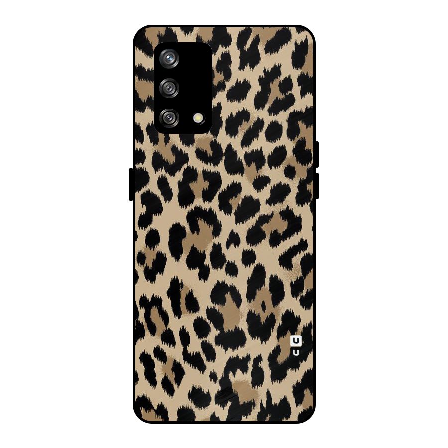 Brown Leapord Print Metal Back Case for Oppo F19