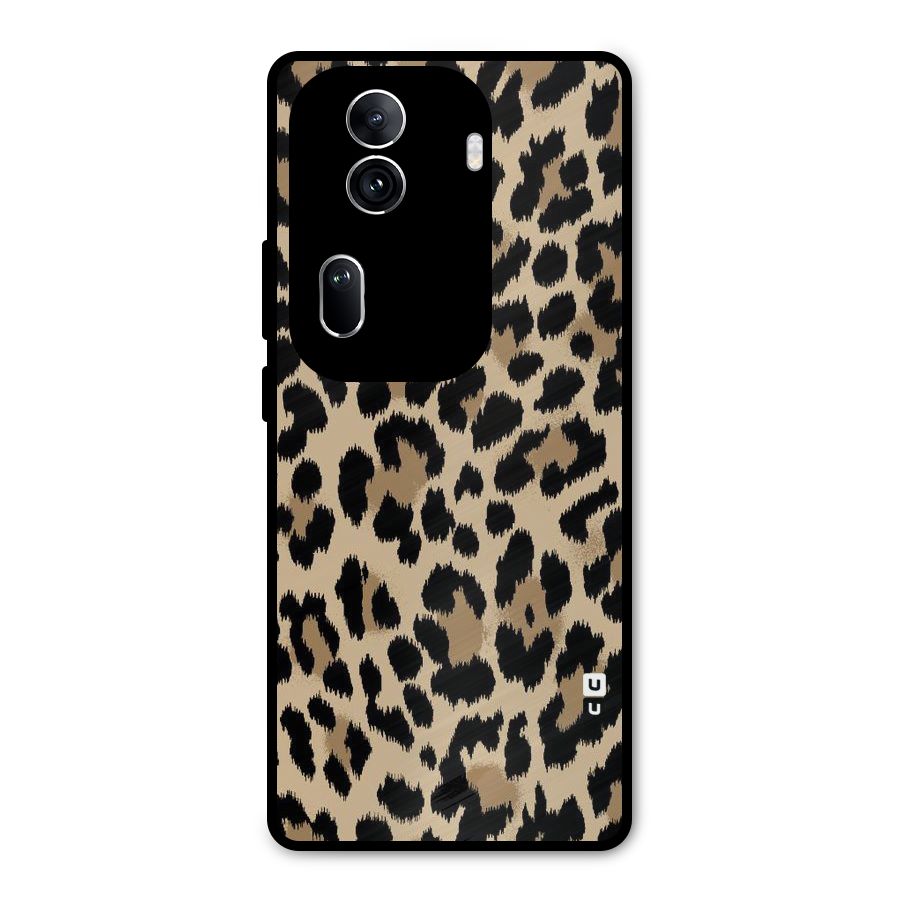 Brown Leapord Print Metal Back Case for Oppo Reno11 Pro 5G