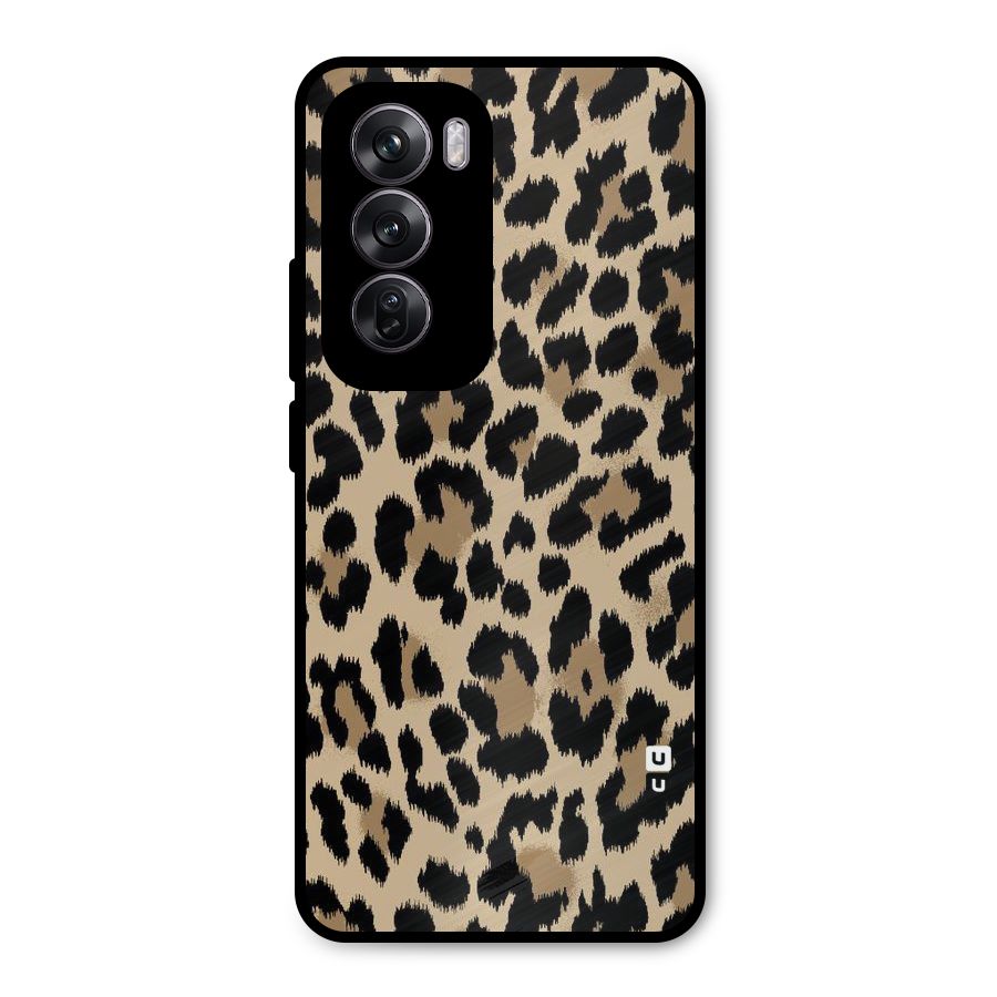 Brown Leapord Print Metal Back Case for Oppo Reno12 Pro