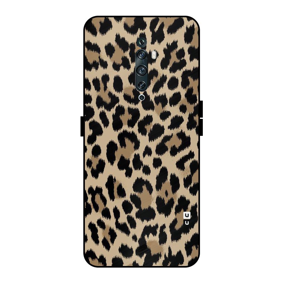Brown Leapord Print Metal Back Case for Oppo Reno2 F